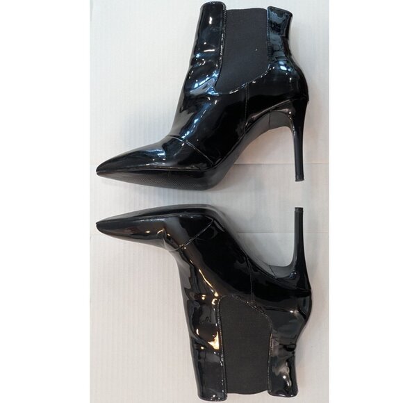 Dressy, Patent-Black stiletto-heeled ankle booties - Size 7.5 - Picture 3 of 7